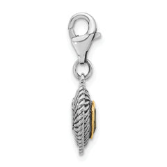 Sterling Silver w/14k Lemon Quartz Antiqued Charm