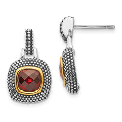 Shey Couture Sterling Silver Flash Gold-plated Antiqued Garnet Earrings