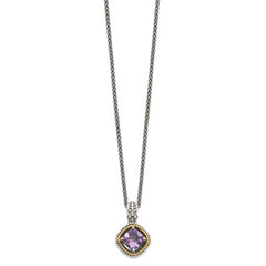 Shey Couture Sterling Silver with 14K Accent 18 Inch Antiqued Cushion Amethyst Necklace