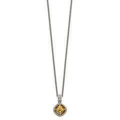 Shey Couture Sterling Silver with 14K Accent 18 Inch Antiqued Cushion Citrine Necklace