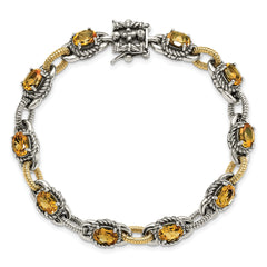 Sterling Silver w/14k Accent Antiqued Citrine Bracelet