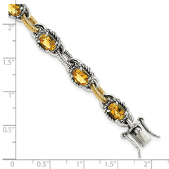 Sterling Silver w/14k Accent Antiqued Citrine Bracelet