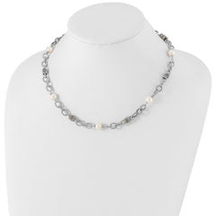 Shey Couture Sterling Silver with 14K Accent 18.5 Inch Antiqued 8-8.5mm Freshwater Cultured Pearl Necklace