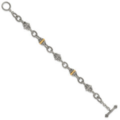 Shey Couture Sterling Silver with 14K Accent 7.5 Inch Antiqued Link Bracelet