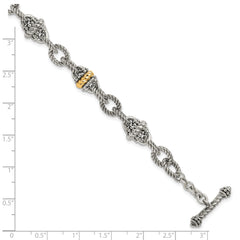 Shey Couture Sterling Silver with 14K Accent 7.5 Inch Antiqued Link Bracelet