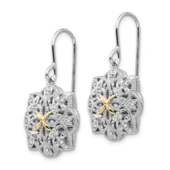 Shey Couture Sterling Silver Rhodium-plated with 14K Accent Diamond Shepherd Hook Dangle Vintage Earrings