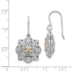 Shey Couture Sterling Silver Rhodium-plated with 14K Accent Diamond Shepherd Hook Dangle Vintage Earrings