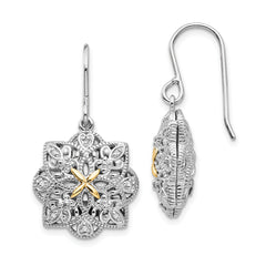 Shey Couture Sterling Silver Rhodium-plated with 14K Accent Diamond Shepherd Hook Dangle Vintage Earrings