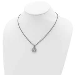 Shey Couture Sterling Silver Antiqued with 14K Accent 18 Inch Diamond Vintage Flower Necklace