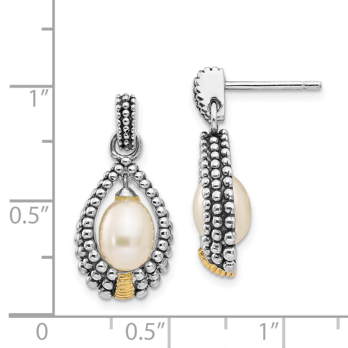 Shey Couture Sterling Silver and 14K Gold Pearl Drop Earrings