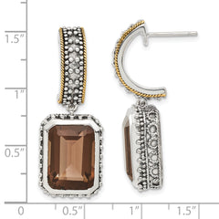 Sophia Jewelers: Two-Tone 14K Gold Smoky Quartz Drop Earrings