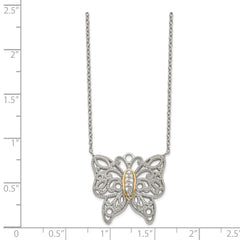 Shey Couture Sterling Silver and 14K Gold Diamond Butterfly Necklace