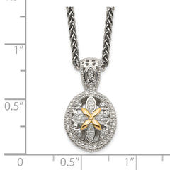 Shey Couture Sterling Silver Antiqued with 14K Accent 18 Inch Diamond Necklace