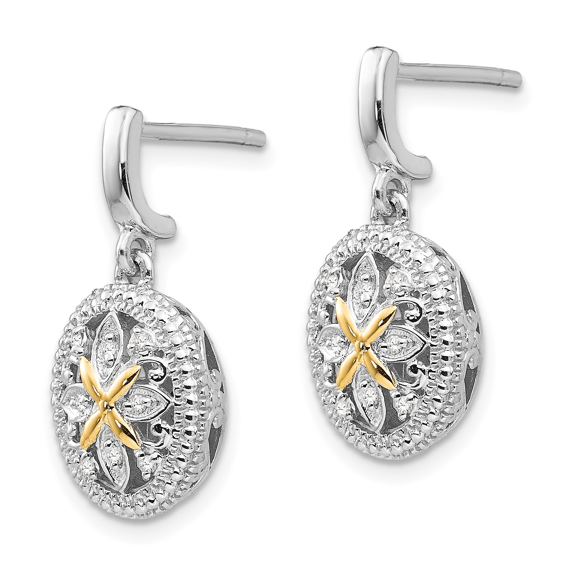 Shey Couture Sterling Silver Rhodium-plated with 14K Accent Diamond Post Dangle Earrings