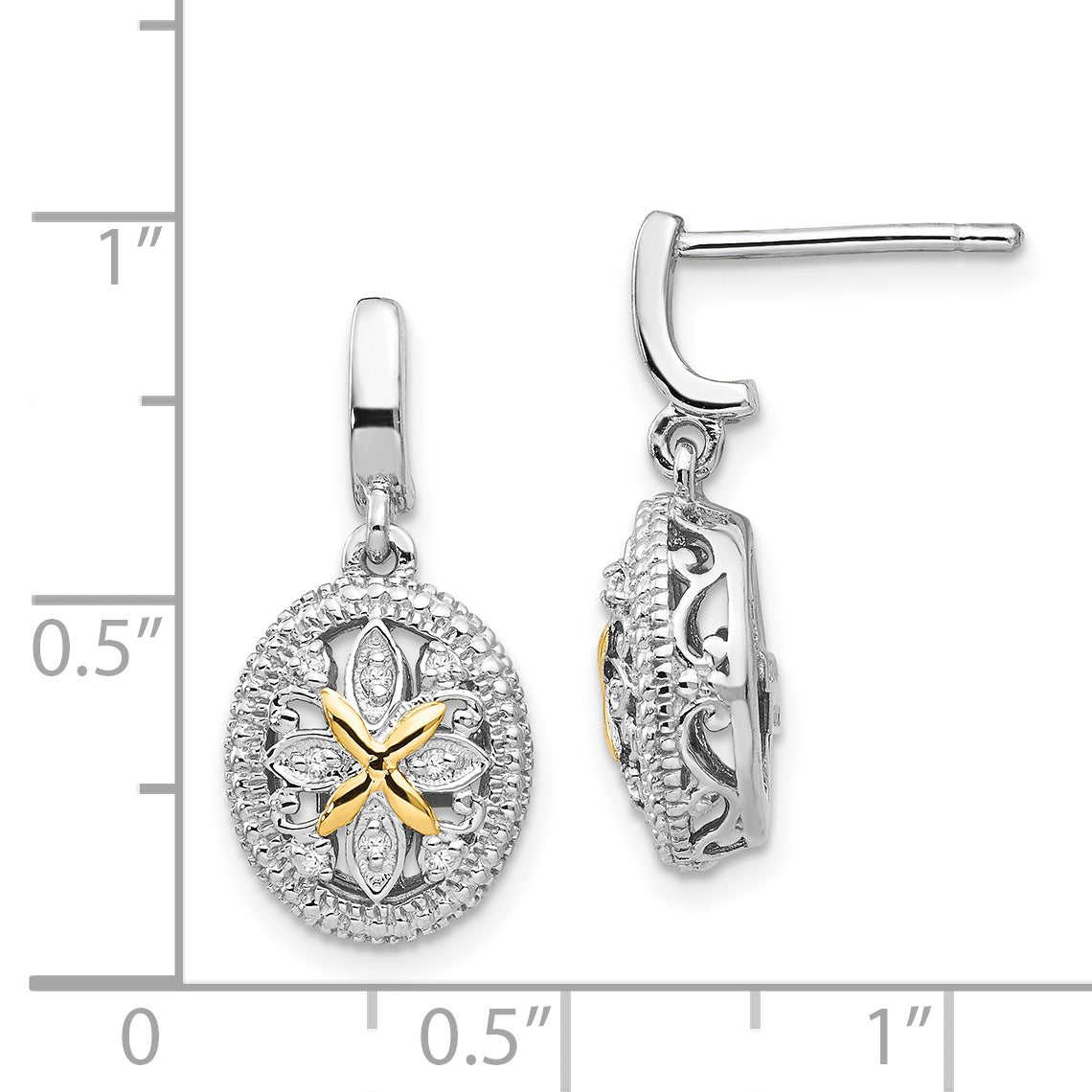 Shey Couture Sterling Silver Rhodium-plated with 14K Accent Diamond Post Dangle Earrings