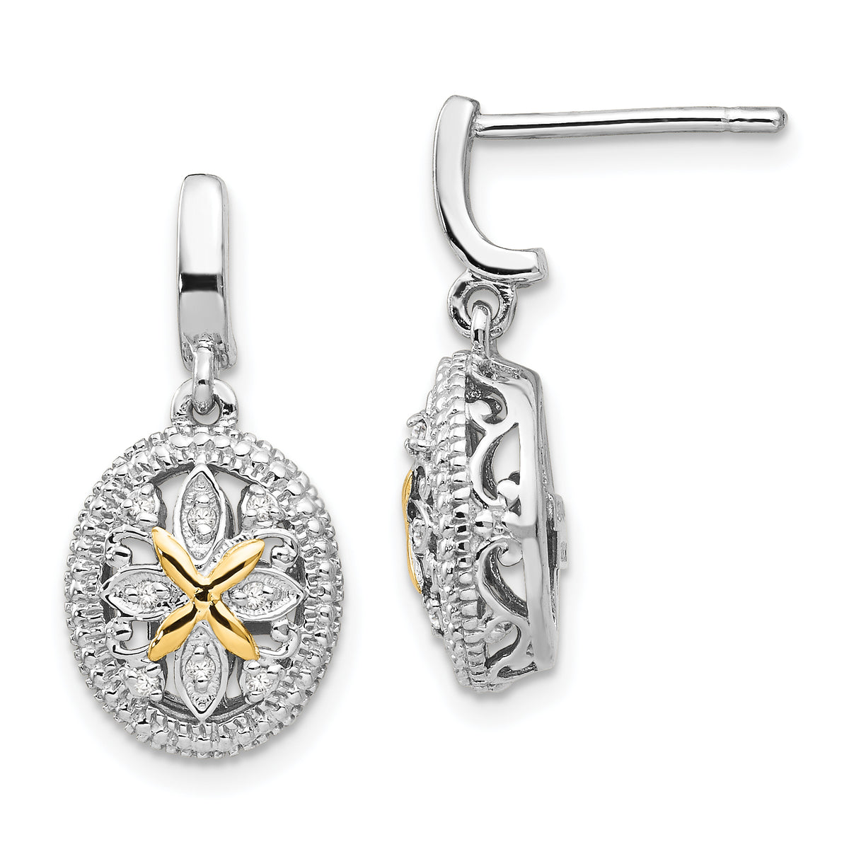 Shey Couture Sterling Silver Rhodium-plated with 14K Accent Diamond Post Dangle Earrings