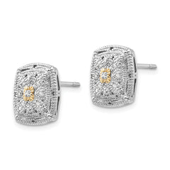 Shey Couture Sterling Silver Rhodium-plated with 14K Accent Diamond Post Earrings