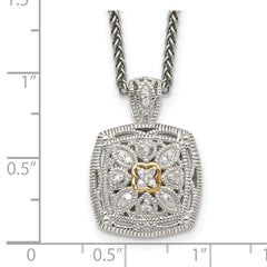 Shey Couture Sterling Silver Antiqued with 14K Accent 18 Inch Diamond Vintage Necklace