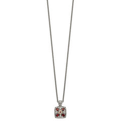 Shey Couture Sterling Silver with 14K Accent 18 Inch Antiqued Diamond and Marquise Garnet Necklace