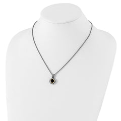 Shey Couture Sterling Silver with 14K Accent 18 Inch Antiqued Cushion Bezel Garnet Necklace