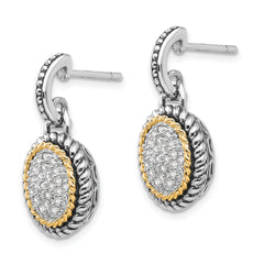 Shey Couture Sterling Silver Diamond Dangle Earrings with 14K Gold Accent