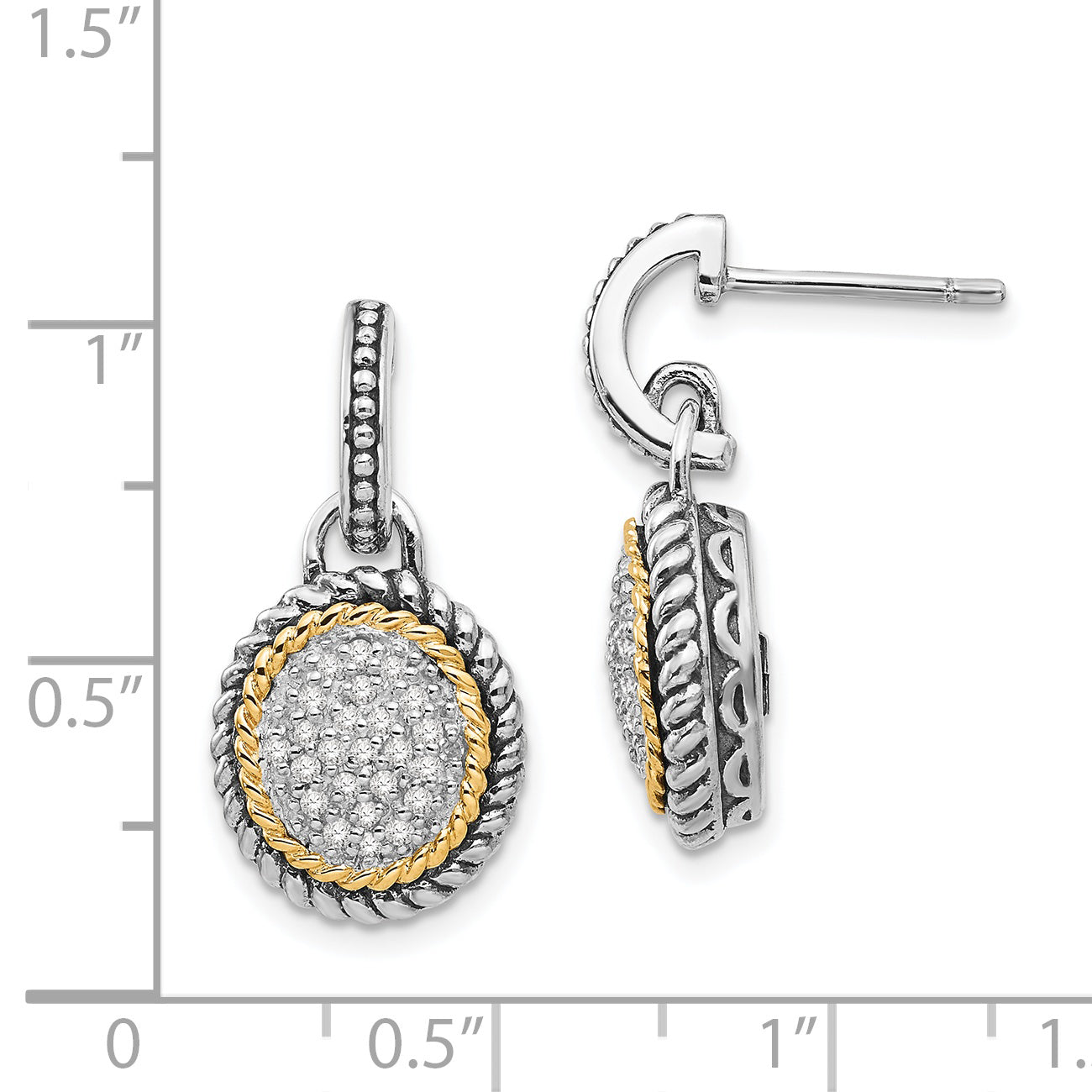 Shey Couture Sterling Silver Diamond Dangle Earrings with 14K Gold Accent