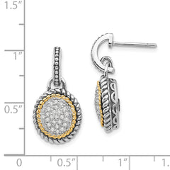 Shey Couture Sterling Silver with 14K Accent Antiqued Diamond Post Dangle Earrings