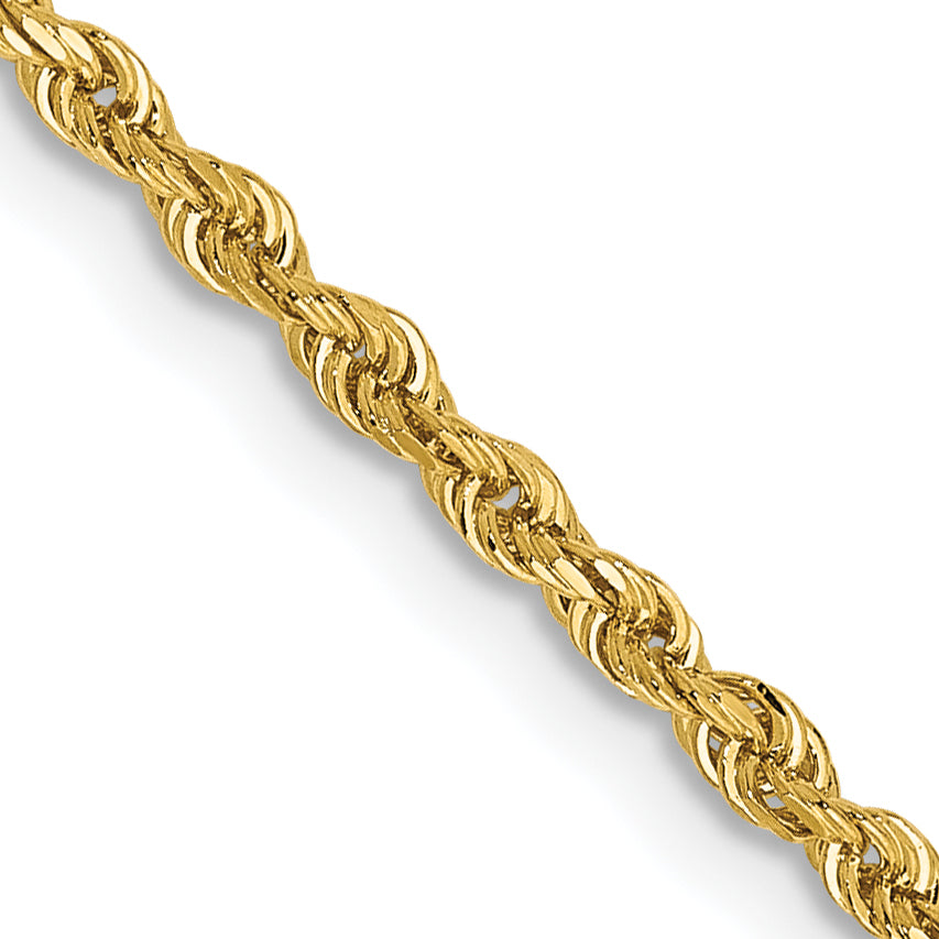 14K 30 Inch 2mm Diamond-cut Quadruple Rope Lobster Clasp Chain