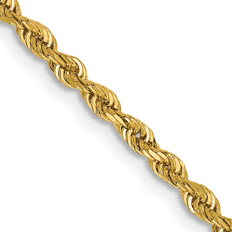 14K 30 Inch 2.25mm Diamond-cut Quadruple Rope Lobster Clasp Chain