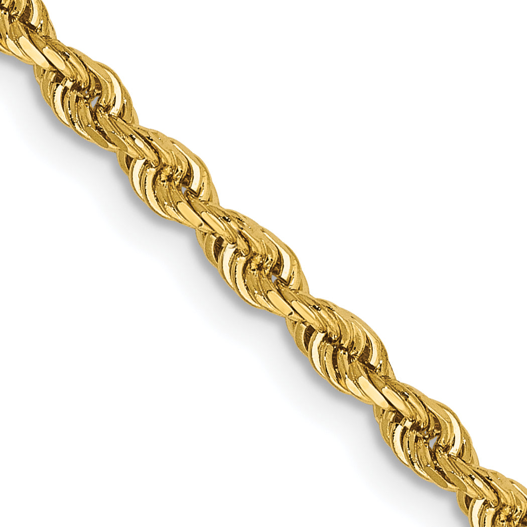 14K 30 Inch 2.75mm Diamond-cut Quadruple Rope Lobster Clasp Chain