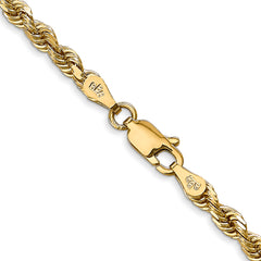 14K 18 Inch 3.35mm Diamond-cut Quadruple Rope Lobster Clasp Chain