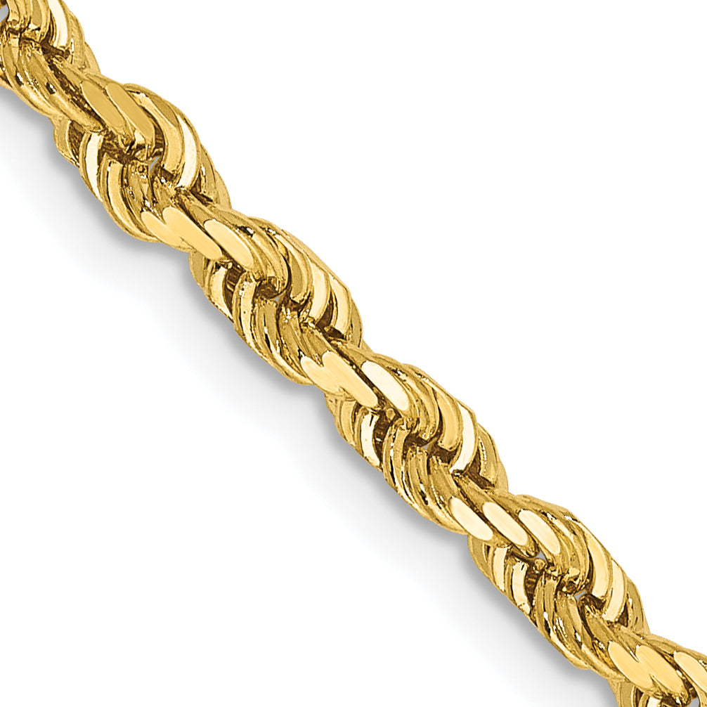 14K 30 Inch 3.35mm Diamond-cut Quadruple Rope Lobster Clasp Chain