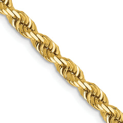 14K 30 Inch 4mm Diamond-cut Quadruple Rope Lobster Clasp Chain