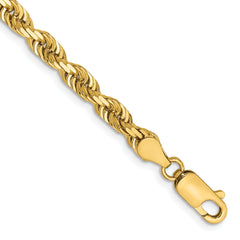 14K 8 Inch 4.5mm Diamond-cut Quadruple Rope Lobster Clasp Chain