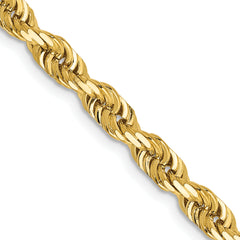 14K 30 Inch 4.5mm Diamond-cut Quadruple Rope Lobster Clasp Chain