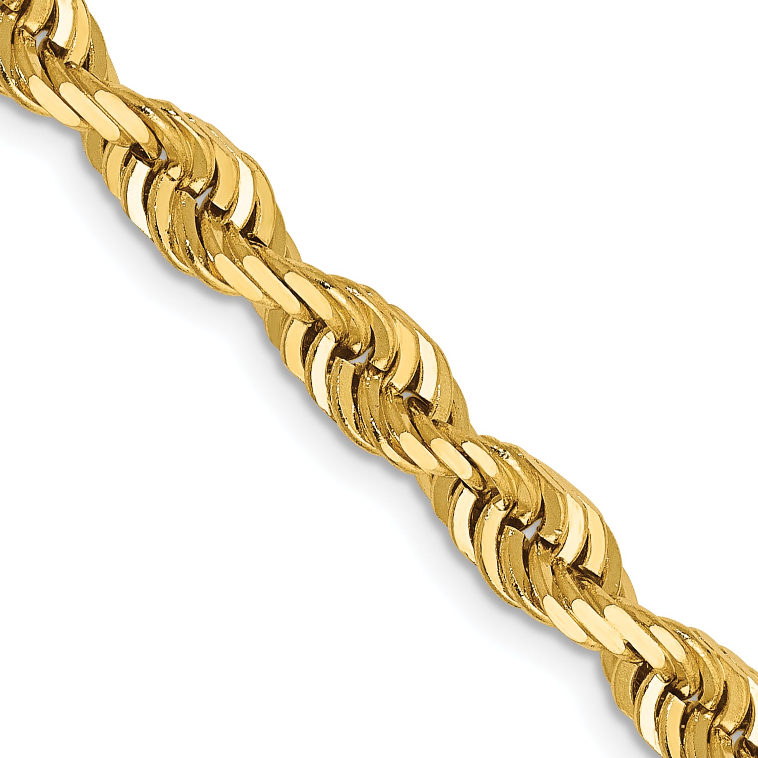 14K 30 Inch 5mm Diamond-cut Quadruple Rope Lobster Clasp Chain