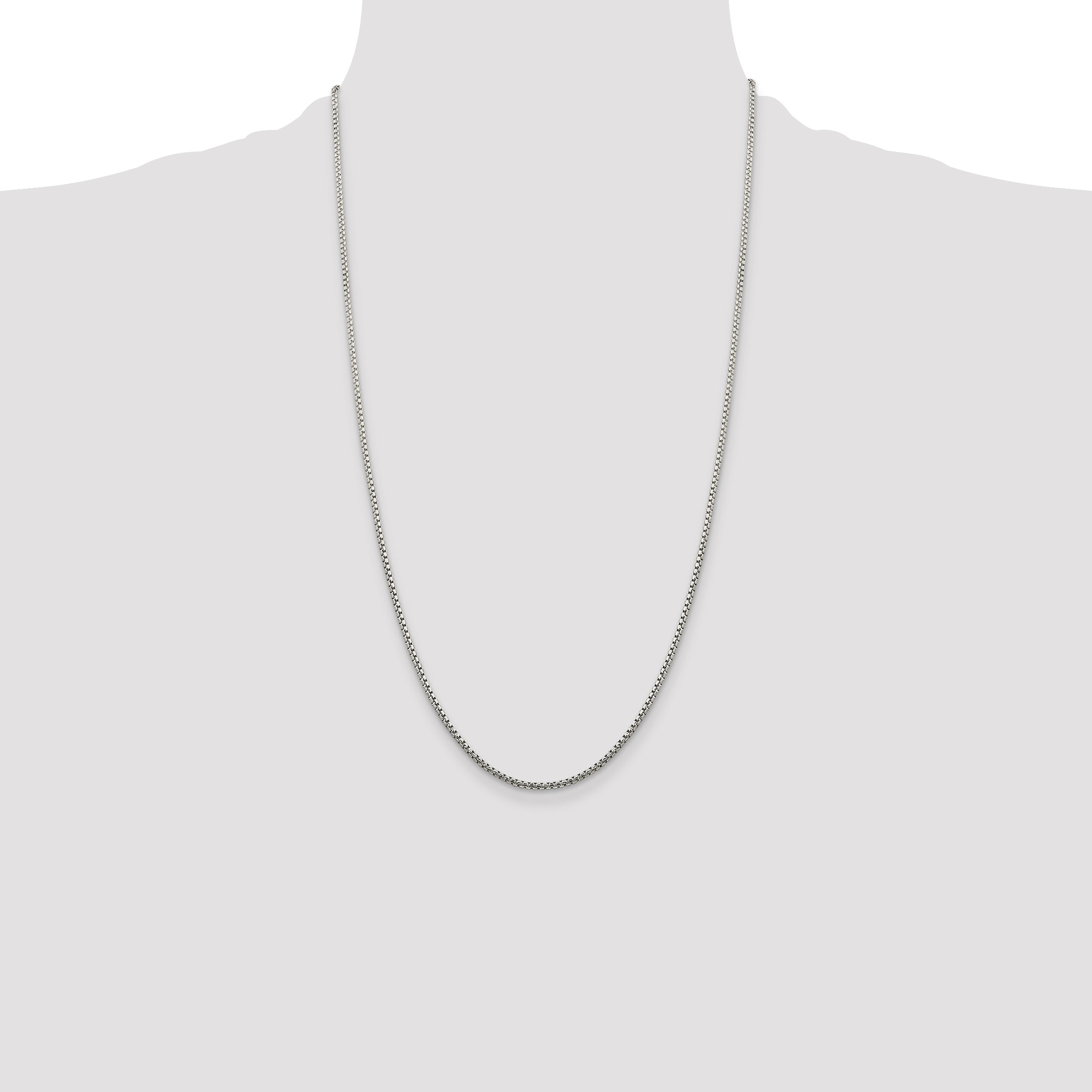 Sterling Silver 1.75mm Diamond-cut Round Box Chain