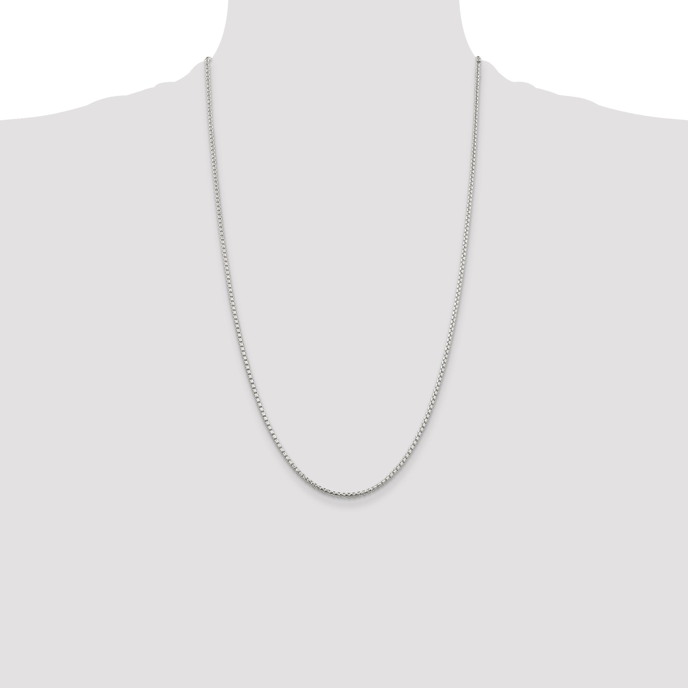 Sterling Silver 2mm Diamond-cut Round Box Chain