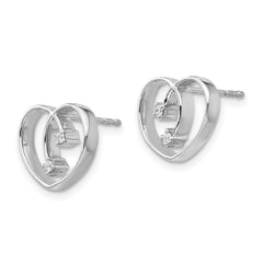 White Ice Sterling Silver Rhodium-plated Diamond Heart Post Earrings