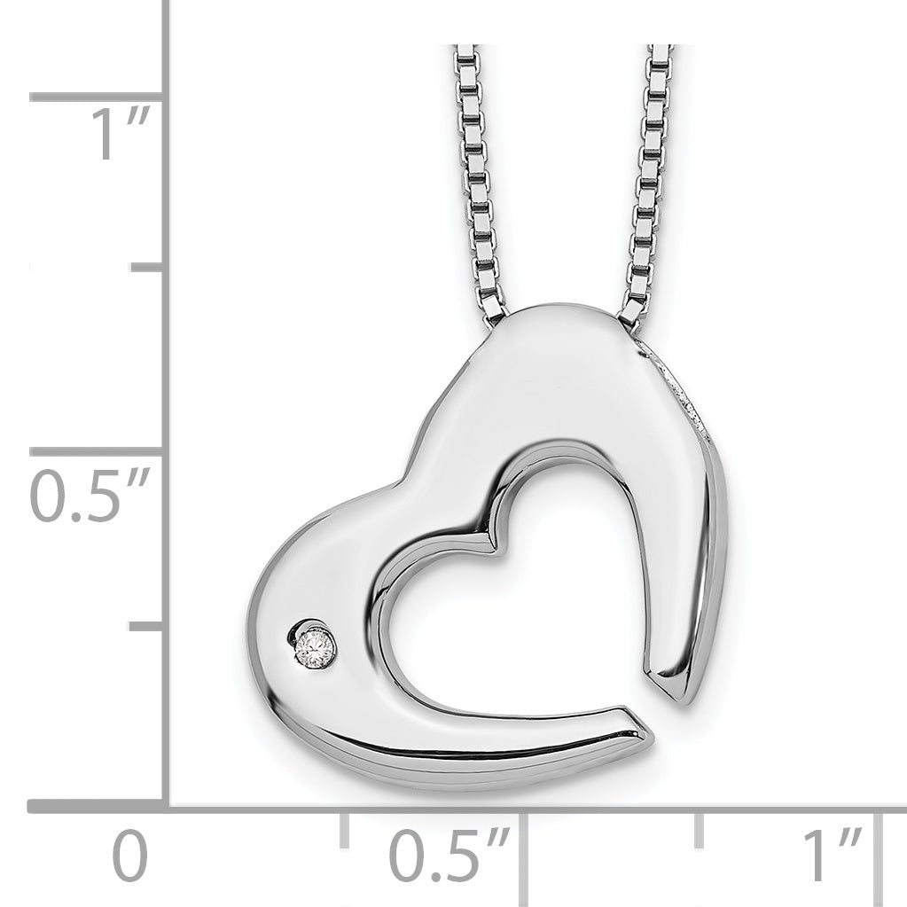 White Ice Sterling Silver Rhodium-plated 18 Inch Diamond Heart Necklace with 2 Inch Extender