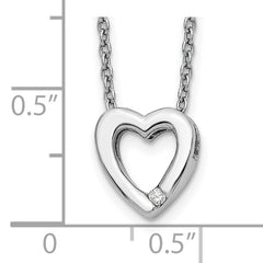 White Ice Sterling Silver Rhodium-plated Diamond 18 Inch Heart Necklace with 2 Inch Extender