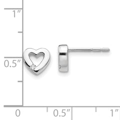 White Ice Sterling Silver Rhodium-plated Diamond Open Heart Post Earrings