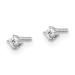 White Ice Sterling Silver Rhodium-plated Diamond Stud Post Earrings