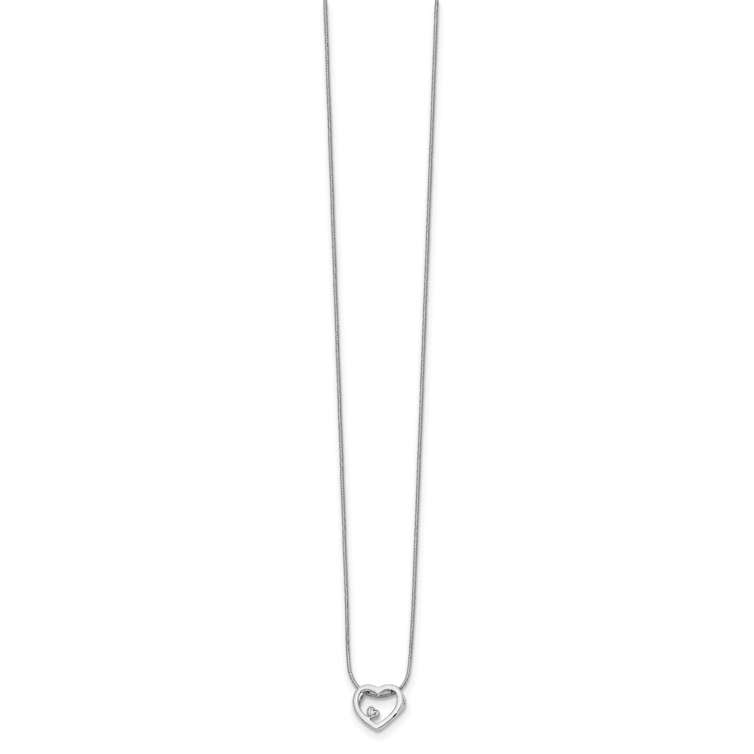 White Ice Sterling Silver Rhodium-plated 18 Inch Diamond Open Heart Necklace with 2 Inch Extender