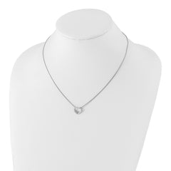 White Ice Sterling Silver Rhodium-plated 18 Inch Diamond Open Heart Necklace with 2 Inch Extender