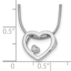 White Ice Sterling Silver Rhodium-plated 18 Inch Diamond Open Heart Necklace with 2 Inch Extender