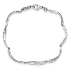 White Ice Sterling Silver Rhodium-plated Satin and Polished Diamond 7.5 Inch Bracelet with 1 Inch Extender