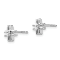 White Ice Sterling Silver Rhodium-plated Diamond Hashtag Sign Post Earrings