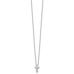 White Ice Sterling Silver Rhodium-plated 18 Inch Diamond Cross Necklace with 2 Inch Extender