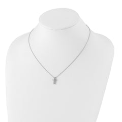 White Ice Sterling Silver Rhodium-plated 18 Inch Diamond Cross Necklace with 2 Inch Extender